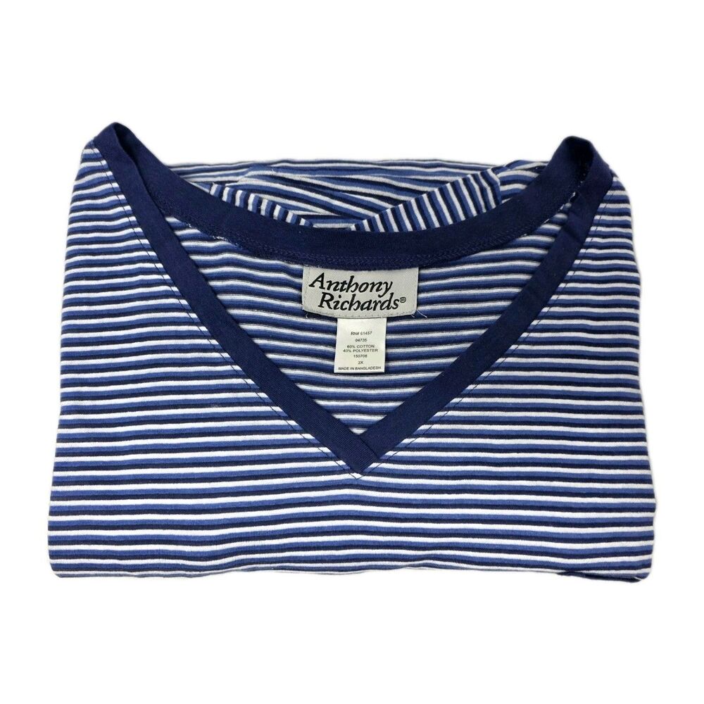 Anthony Richards VTG Knit Maxi Beach Lounge Dress Vneck Navy Stripe Size 2X - Picture 11 of 11